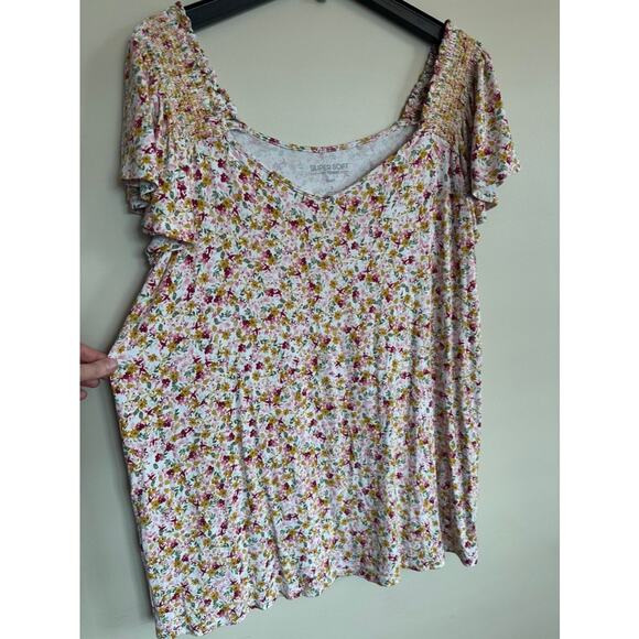 Torrid Super Soft Floral Flutter Sleeve Top Size 3 - Picture 3 of 7